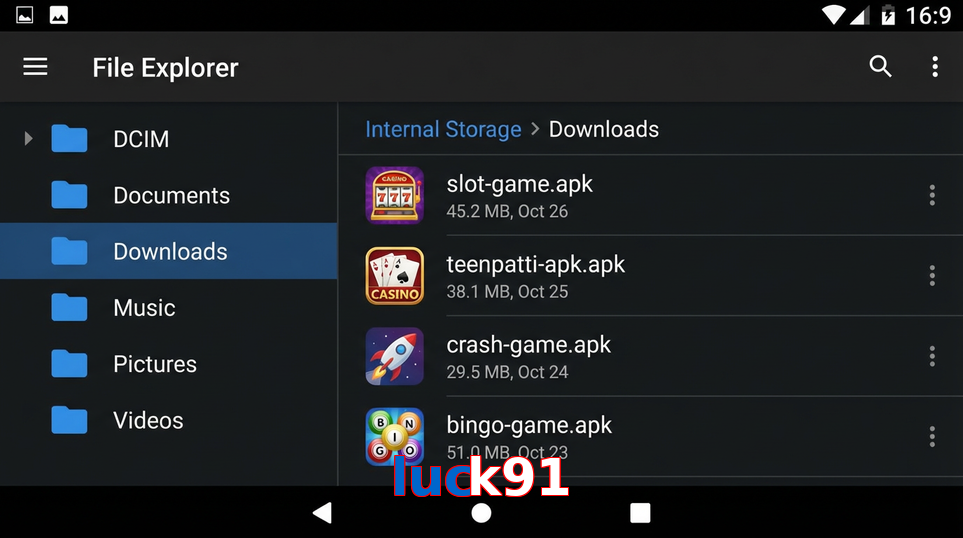 Main screen of Luck91 gameapk page for PK players