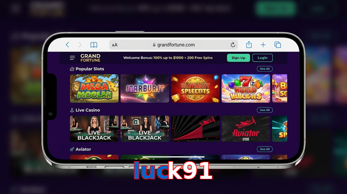 Main screen of Luck91 ios page for PK players