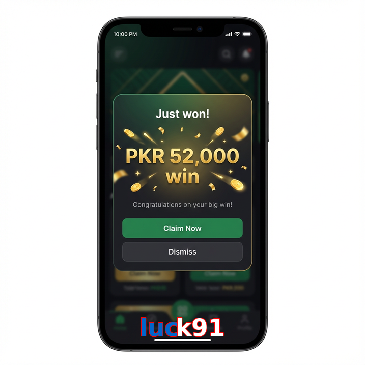 Main screen of Luck91 win page for PK players